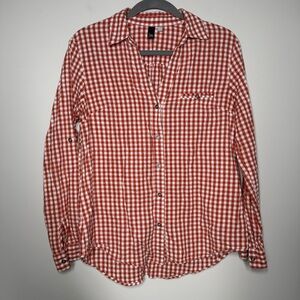 KUT from the Kloth Gingham Button Down Shirt Red White Plaid Women’s M